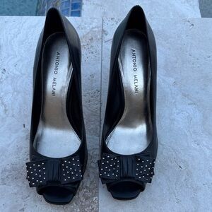 ANTONIO MELANI Black Studded Bow Heels
